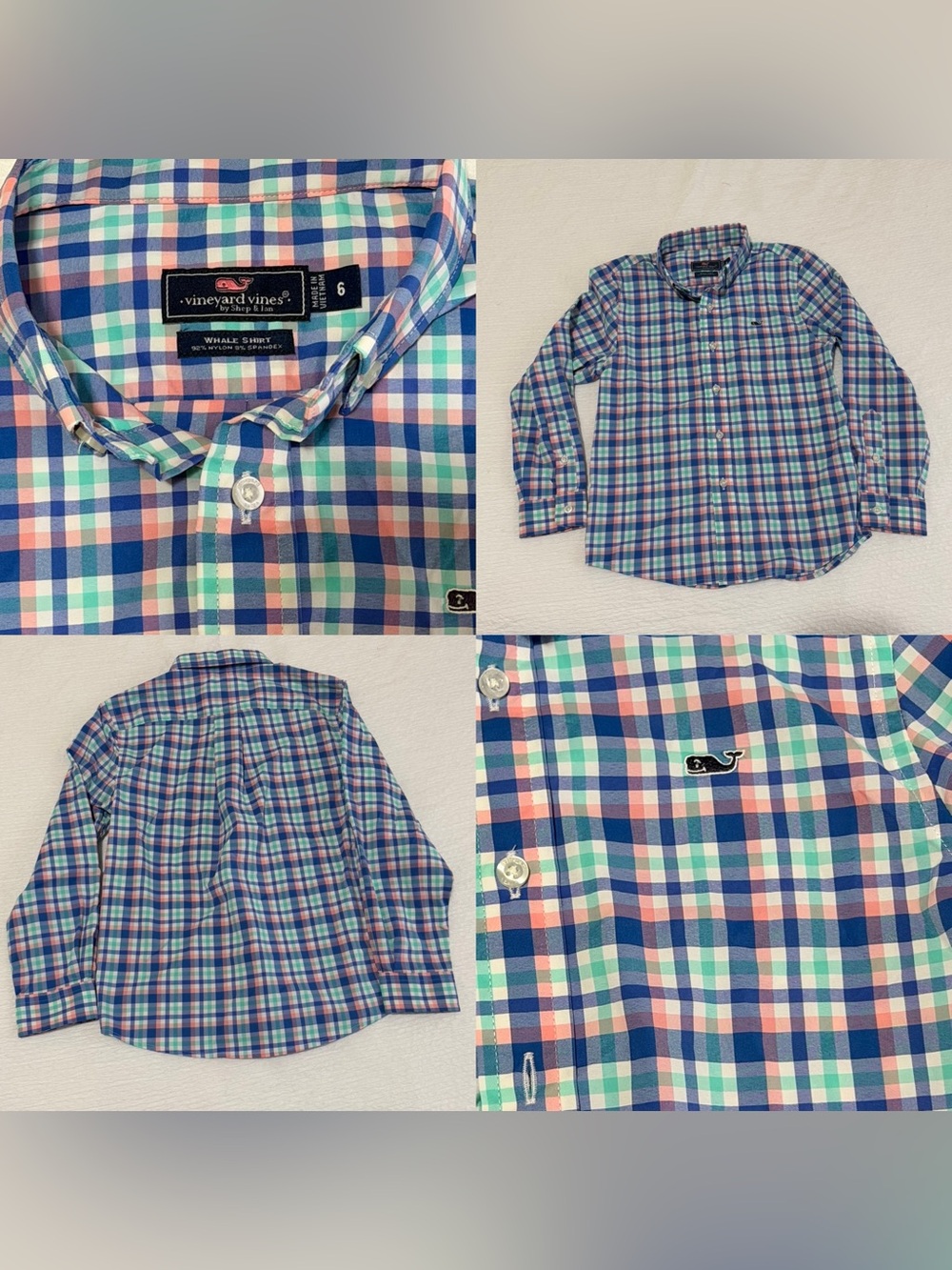 Vineyard Vines Boys Size 6 Whale Shirt Multicolor Plaid Button Down